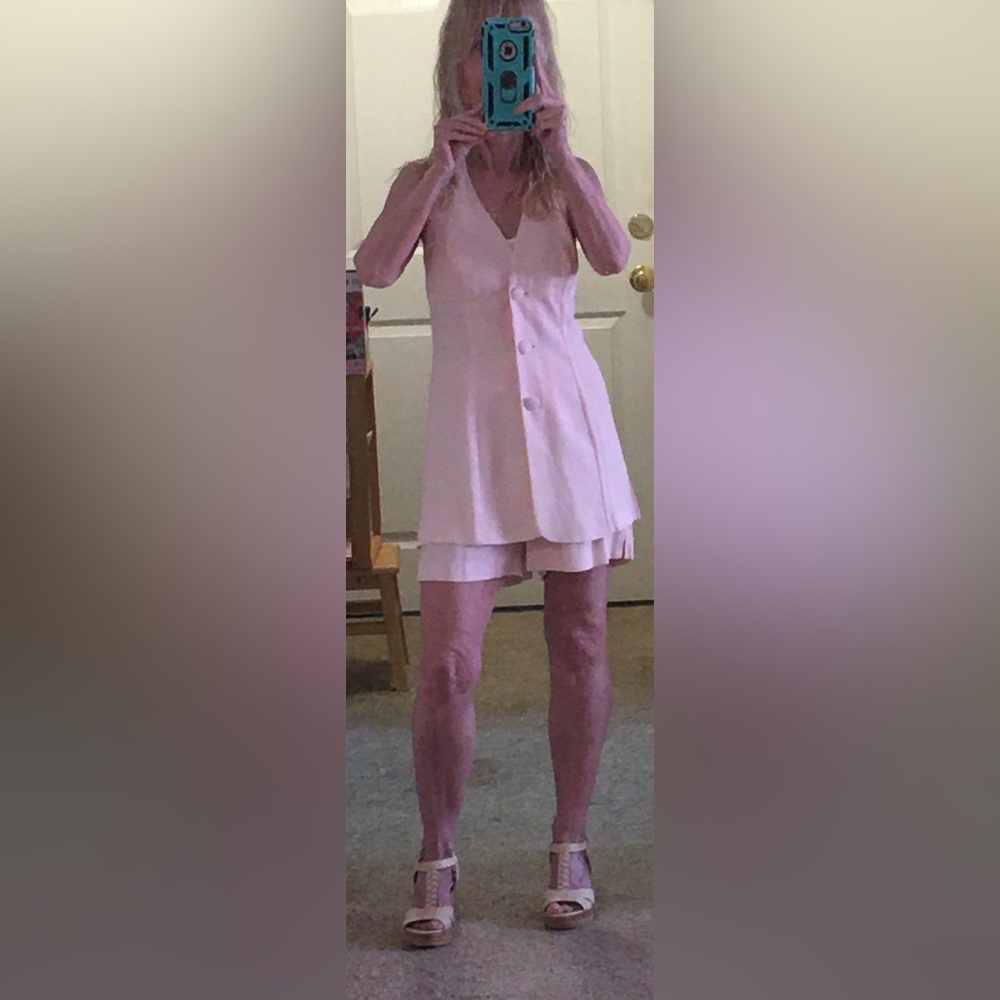 Victoria Secret Retro Pastel Pink Halter Top and Shorts 2-piece Suit/Set. Size 2